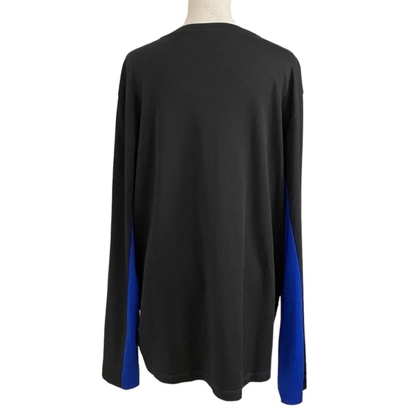 MICHAEL KORS BLACK BLUE NAVY COLOR BLOCK CREW NECK COTTON LONG TEE TOP - 2XL - Picture 3 of 7